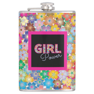 Flasques Girl Power Fille rose belles femmes Fleurs sauva