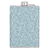 Flasques Glam Bleu Argent Paillettes Monogramme Nom (Dos)