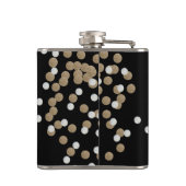 Flasques glam noir et blanc points champagne or confetti (Dos)