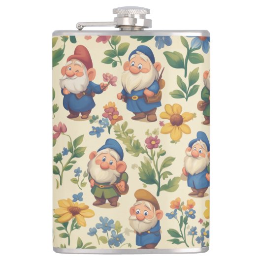 Flasques Gnome a flower motif design (Devant)