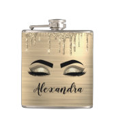 Flasques Gold Glitter Sparkle Eyelashes Monogram (Devant)