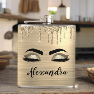 Flasques Gold Glitter Sparkle Eyelashes Monogram