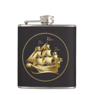 Flasques Gold Sailboat Nautical