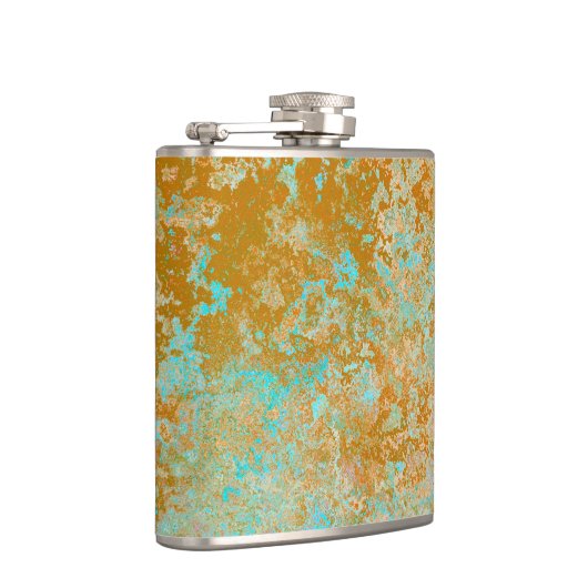 Flasques Gold & Turquoise Blue Patina Encre d'alcool Abstra (Droite)