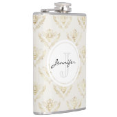 Flasques Golden Bumble Bee avec un monogramme Motif de la C (Droite)
