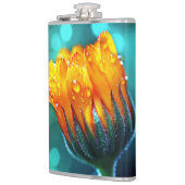 Flasques Golden Marigold sur Turquoise Bokeh (Gauche)