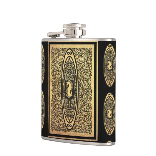 Flasques Golden Seahorse Mandala - Ornate Infinity Design (Gauche)