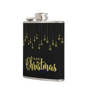 Flasques Golden Snowflakes with Christmas Quote on Black (Gauche)