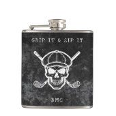 Flasques  Golf Humor Grip It Sip It Custom Initials Black (Devant)