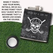 Flasques  Golf Humor Grip It Sip It Custom Initials Black
