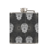 Flasques Gothic Sugar Skull and Grey Geometric Personalised (Dos)