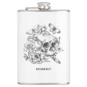 Flasques Gothique Crâne Floral Keepsaké Cadeau (Devant)
