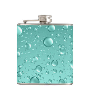 Flasques Gouttes de pluie Abstraite Turquoise-verte métalli