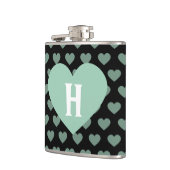 Flasques Grand coeur vert clair et arrière - plan noir (Gauche)