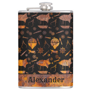 Flasques Grand Steampunk Coloré Rusty Airship Thème