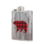 Flasques grange rustique bois noël bison rouge plaid ours (Gauche)