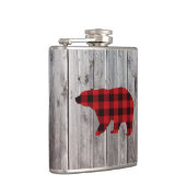 Flasques grange rustique bois noël bison rouge plaid ours (Droite)