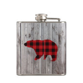 Flasques grange rustique bois noël bison rouge plaid ours (Dos)