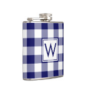 Flasques Gras Marine et blanc Plaid Motif avec Monogramme (Droite)