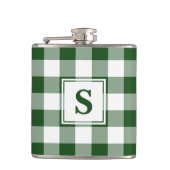 Flasques Gras vert et blanc Plaid Motif avec Monogramme (Devant)