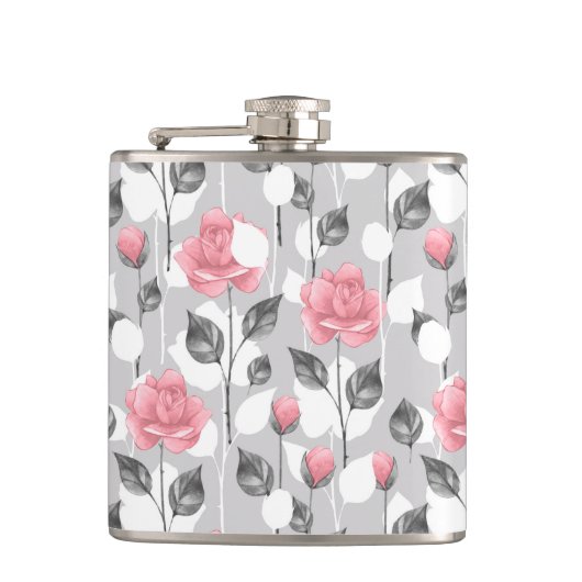 Flasques Gray and pink. Floral (Devant)