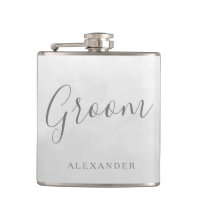 Gray moderne Silver Grooms Mariage Faveur Nom Cade