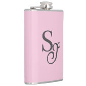 Flasques Gray script initial monogram pink (Droite)