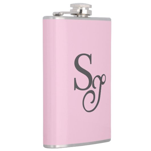 Flasques Gray script initial monogram pink (Droite)