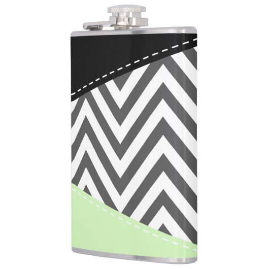 Flasques Gray Zigzag, Gray Chevron, Zigzag Pattern, Mint (Gauche)