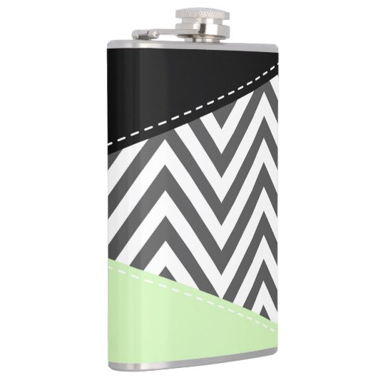 Flasques Gray Zigzag, Gray Chevron, Zigzag Pattern, Mint (Droite)