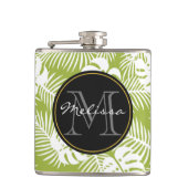 Flasques Green Palm Feuille Rainforest Motif Monogram (Devant)
