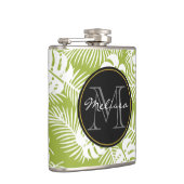 Flasques Green Palm Feuille Rainforest Motif Monogram (Droite)