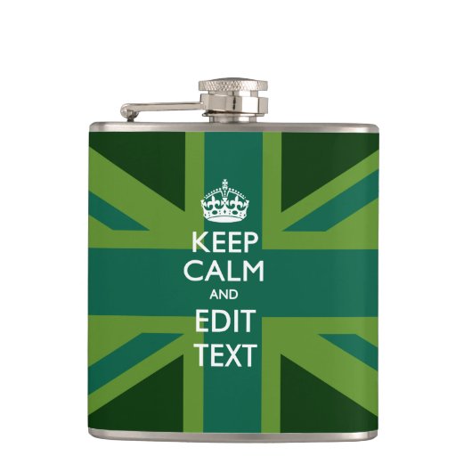 Flasques Green Teal Keep Calm And Have Your Text Union Jack (Devant)