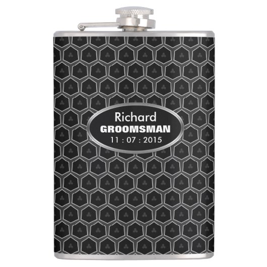 Flasques Grill Grill noir Honeycomb Groomsmen Cadeau (Devant)