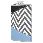 Flasques Gris Zigzag, Gris Chevron, Motif Zigzag, Bleu (Gauche)