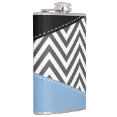 Flasques Gris Zigzag, Gris Chevron, Motif Zigzag, Bleu (Droite)