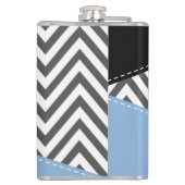 Flasques Gris Zigzag, Gris Chevron, Motif Zigzag, Bleu (Dos)