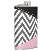 Flasques Gris Zigzag, Gris Chevron, Motif Zigzag, Rose (Droite)