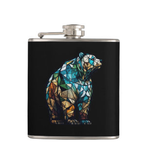 Flasques Grizzli Ours Portrait animal Forêt de verre tendu