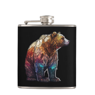 Flasques Grizzli Ours Portrait animal Forêt de verre tendu