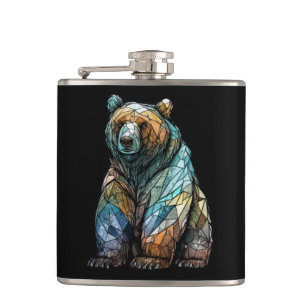 Flasques Grizzli Ours Portrait animal Forêt de verre tendu