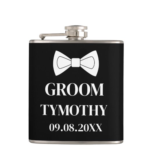 Flasques Groom Black Elegant Cadeaux modernes Mariage (Devant)