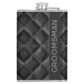 Flasques Groom de Garçon Cuir Noir Monogrammé en Relief (Dos)