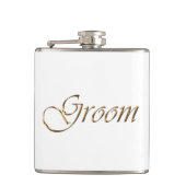 Flasques Groom, écriture or élégant blanc chic (Devant)