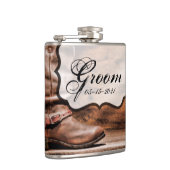 Flasques Groom Whiskey Flask Cowboy Bottes Grange Bois Russ (Droite)