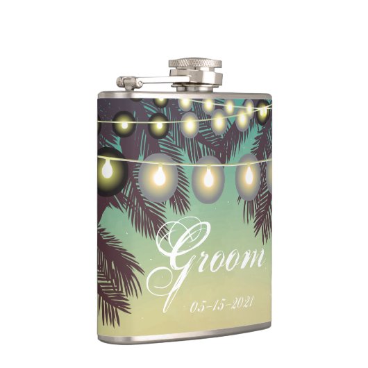 Flasques Groom Whiskey Flask Plage Coucher de soleil Palmie (Droite)