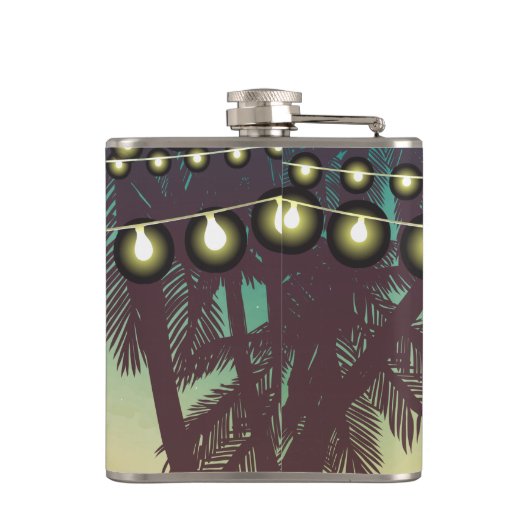 Flasques Groom Whiskey Flask Plage Coucher de soleil Palmie (Dos)
