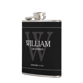 Flasques Groomsman Cadeau Moderne Monogramme Nom Noir (Gauche)