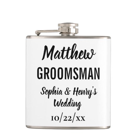 Flasques Groomsman Cadeau Moderne Typographie Mariage (Devant)