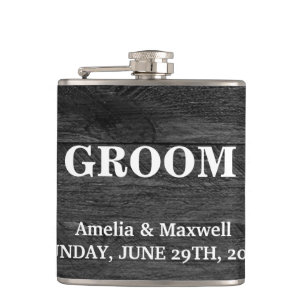 Flasques Groomsman en bois noir